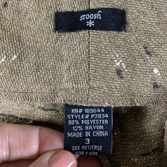 Stoosh Women Y2K Low Rise Dress Pants Sz 3 Tan Confetti Wide Flare Cuffed Office - Picture 9 of 12